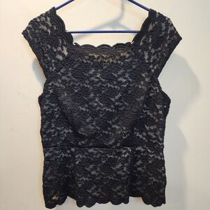 Collection Dressbarn Black Lace Sleeveless Top Size 16
